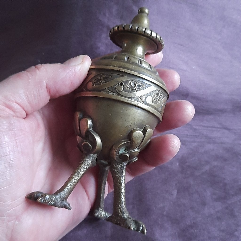 Oud Frans Bronzen Ei Ornament Brons op Vogelpoten, Verzenden, Brons