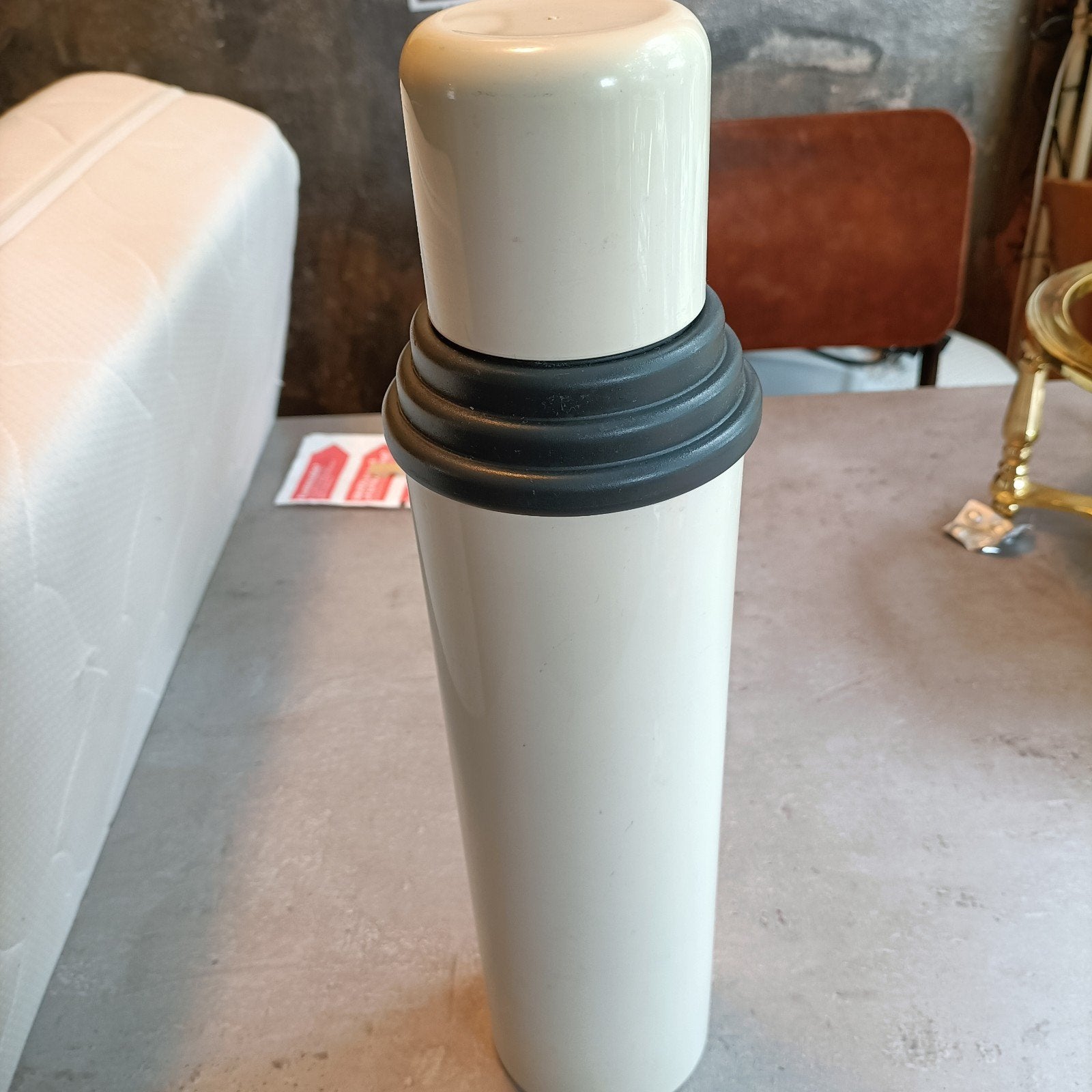 thermosfles met dop en glazen binnenzijde, Kunststof, Ophalen of Verzenden, Wit, Overige merken
