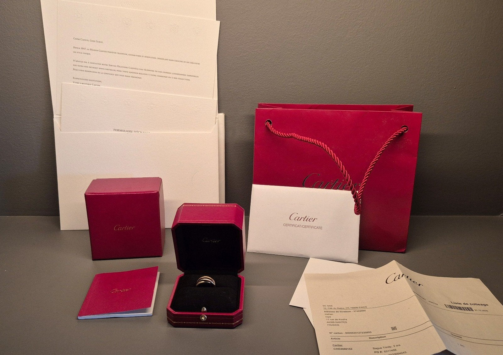 Originele gouden Cartier Trinity Ring met toebehoren, Sieraden, Tassen en Uiterlijk, Ophalen of Verzenden, Kleiner dan 17, Dame