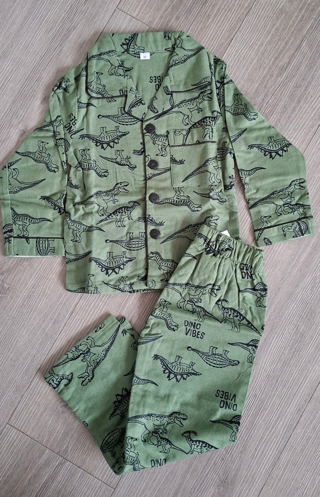 groene flanellen pyjama maat 92 met dino print, Ophalen of Verzenden, Nieuw, Jongen