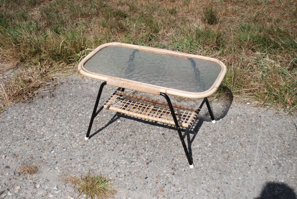 Vintage Rotan tafeltje, Verzamelen, Retro, Ophalen, Huis en Inrichting