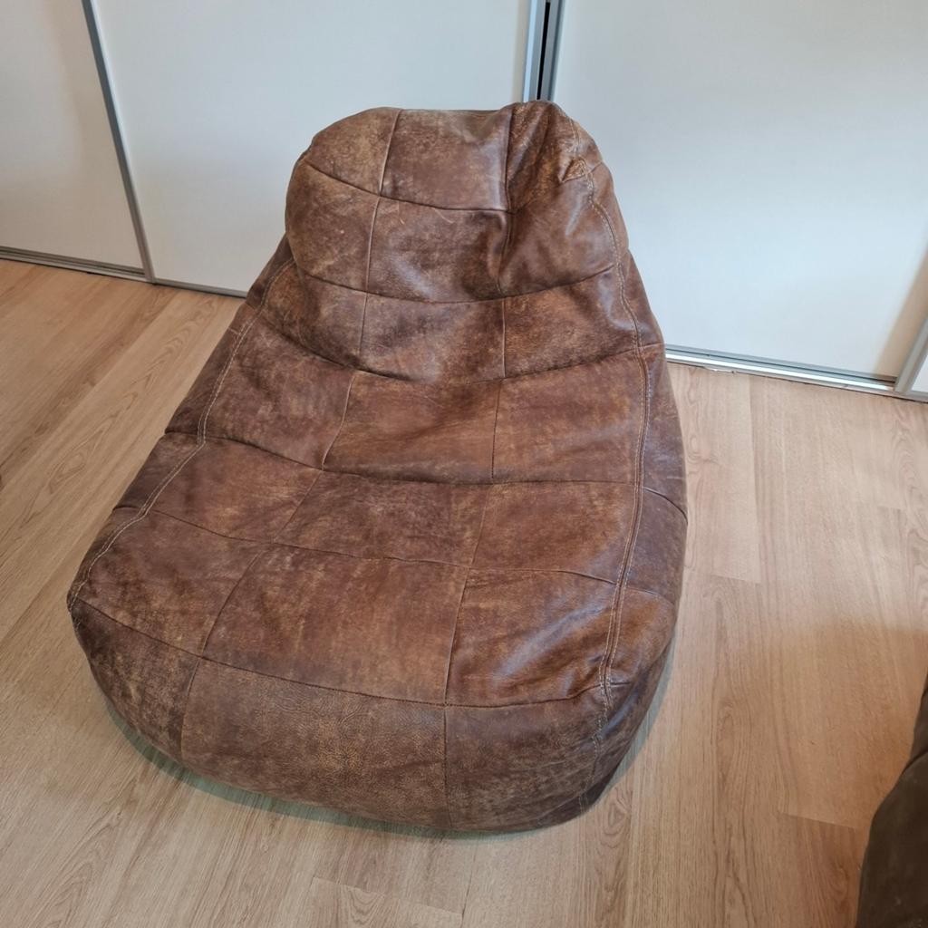 Bruine leren zitzak!, Huis en Inrichting, Zitzakken, Ophalen, Zo goed als nieuw, Bruin, Zitzakstoel