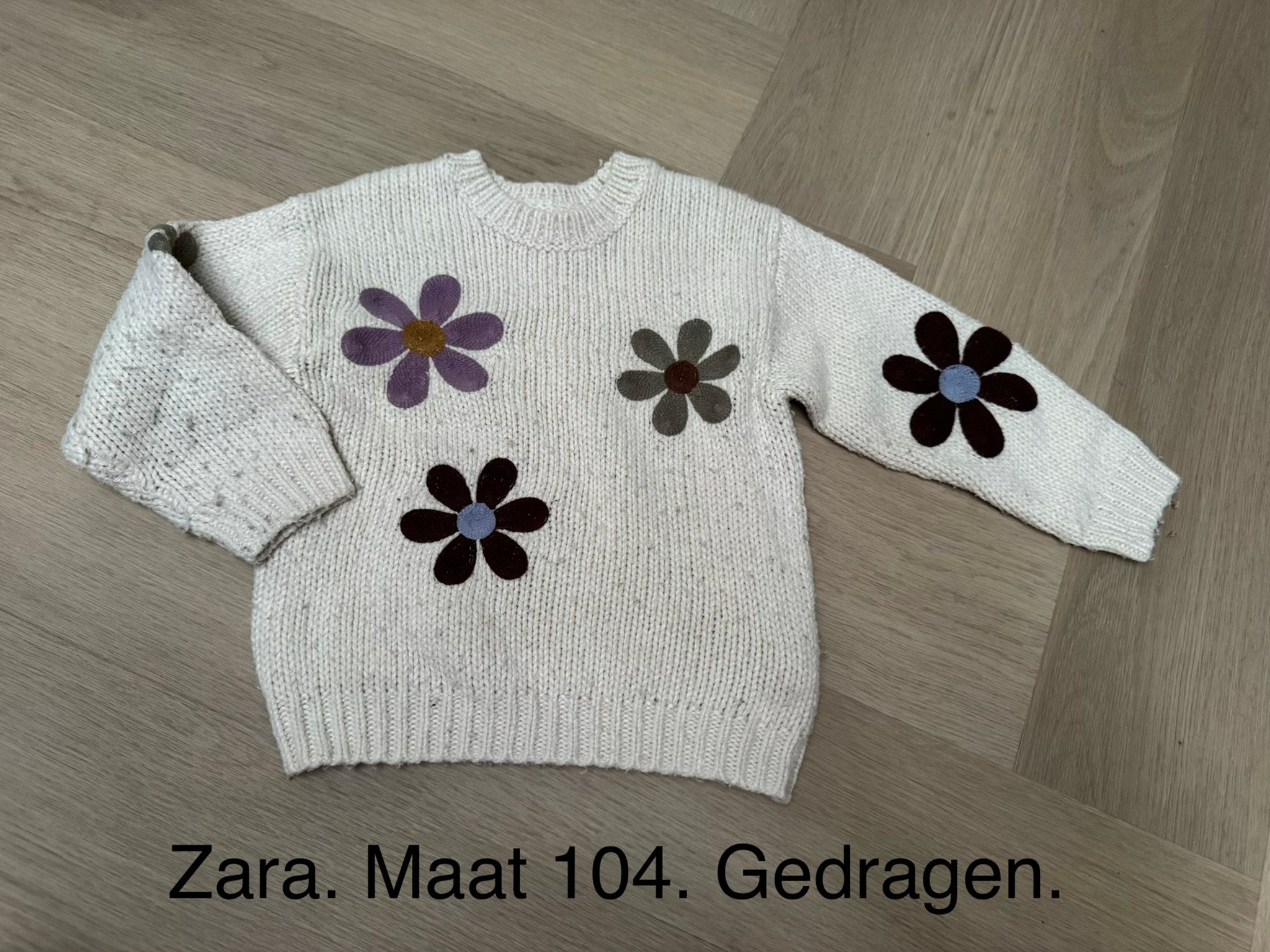 Zara trui met bloemen, maat 104, Ophalen of Verzenden, Gebruikt, Meisje, Trui of Vest