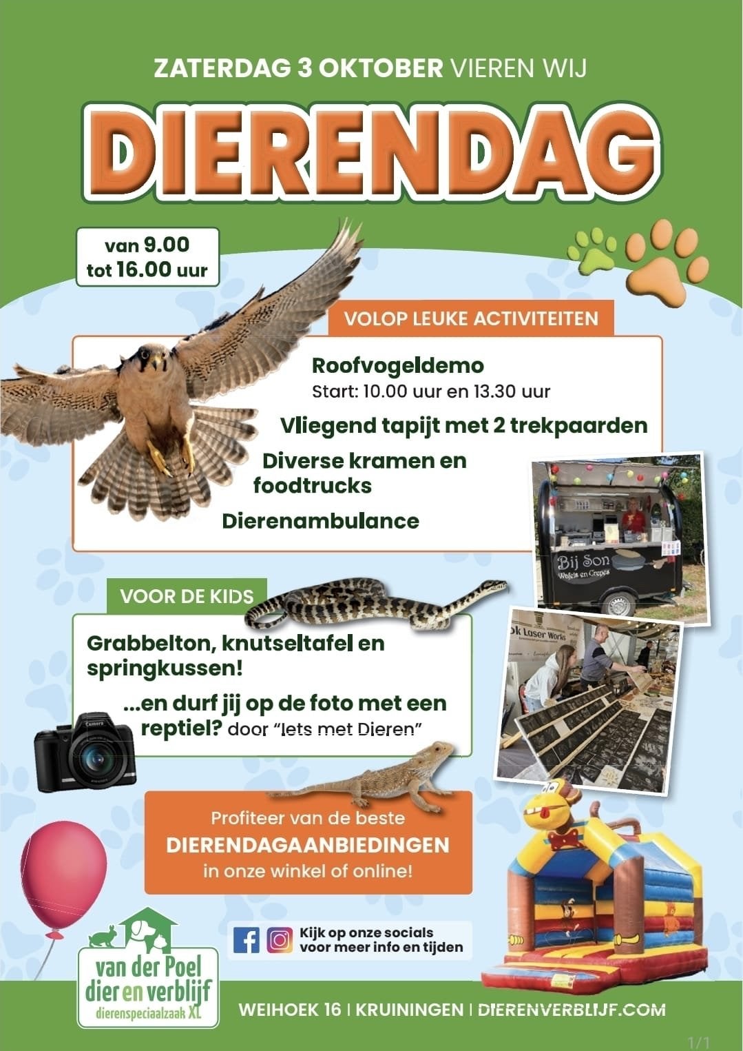 Zaterdag 3 oktober, dierendag feest, Dieren en Toebehoren, Meerdere dieren