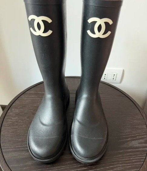 Chanel Wellington laarzen rubber maat 36, Kleding | Dames, Ophalen of Verzenden