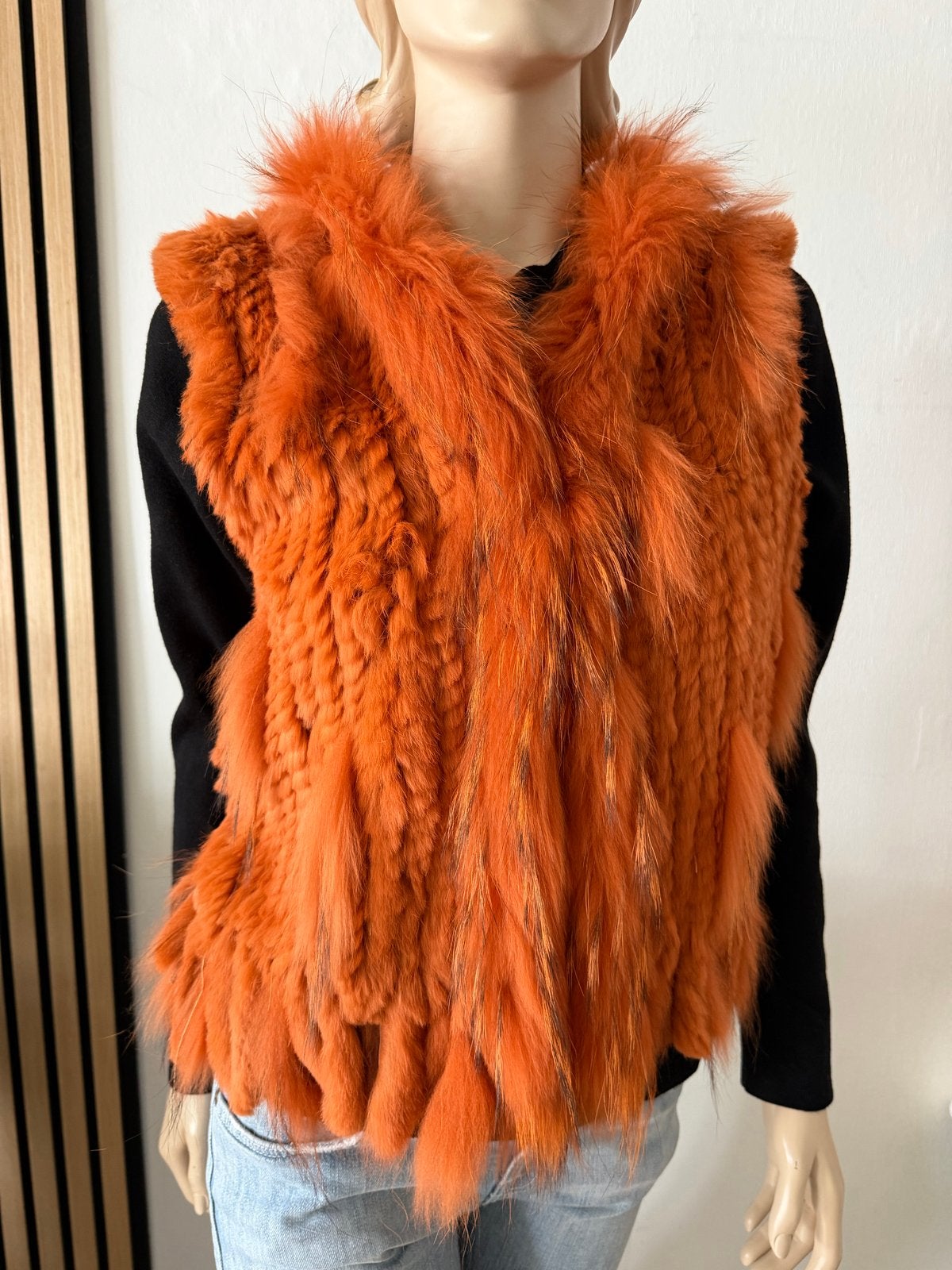 Oakwood Biker Jacket / Bodywarmer Konijnenbont Maat S/M, Kleding | Dames, Ophalen of Verzenden, Gedragen, Maat 38/40 (M), Oranje