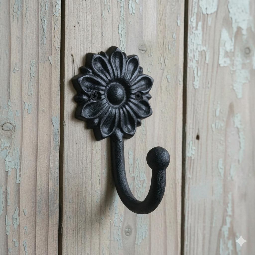 Wandhaak gietijzer bloem, Wandhaken, Nieuw, Ophalen of Verzenden, Info@sommerfield.nl
