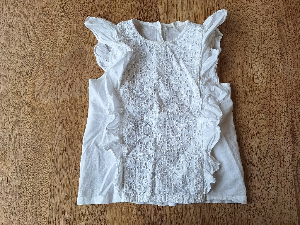 Wit blousje met korte mouwen - C&A - maat 134, Kinderen en Baby's, Kinderkleding | Maat 134, Gebruikt, C&A, Meisje, Overhemd of Blouse