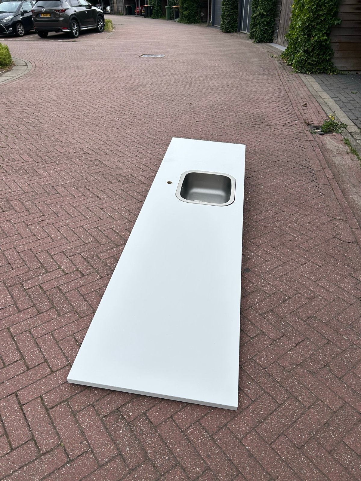 Wit ikea jarstorp keukenblad met spoelbak, Huis en Inrichting, Ophalen, 100 tot 150 cm, Wit, Nieuw