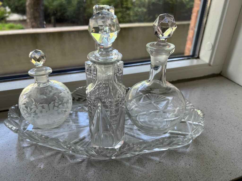 Kristallen Karafjes op schaal, Antiek en Kunst, Ophalen of Verzenden