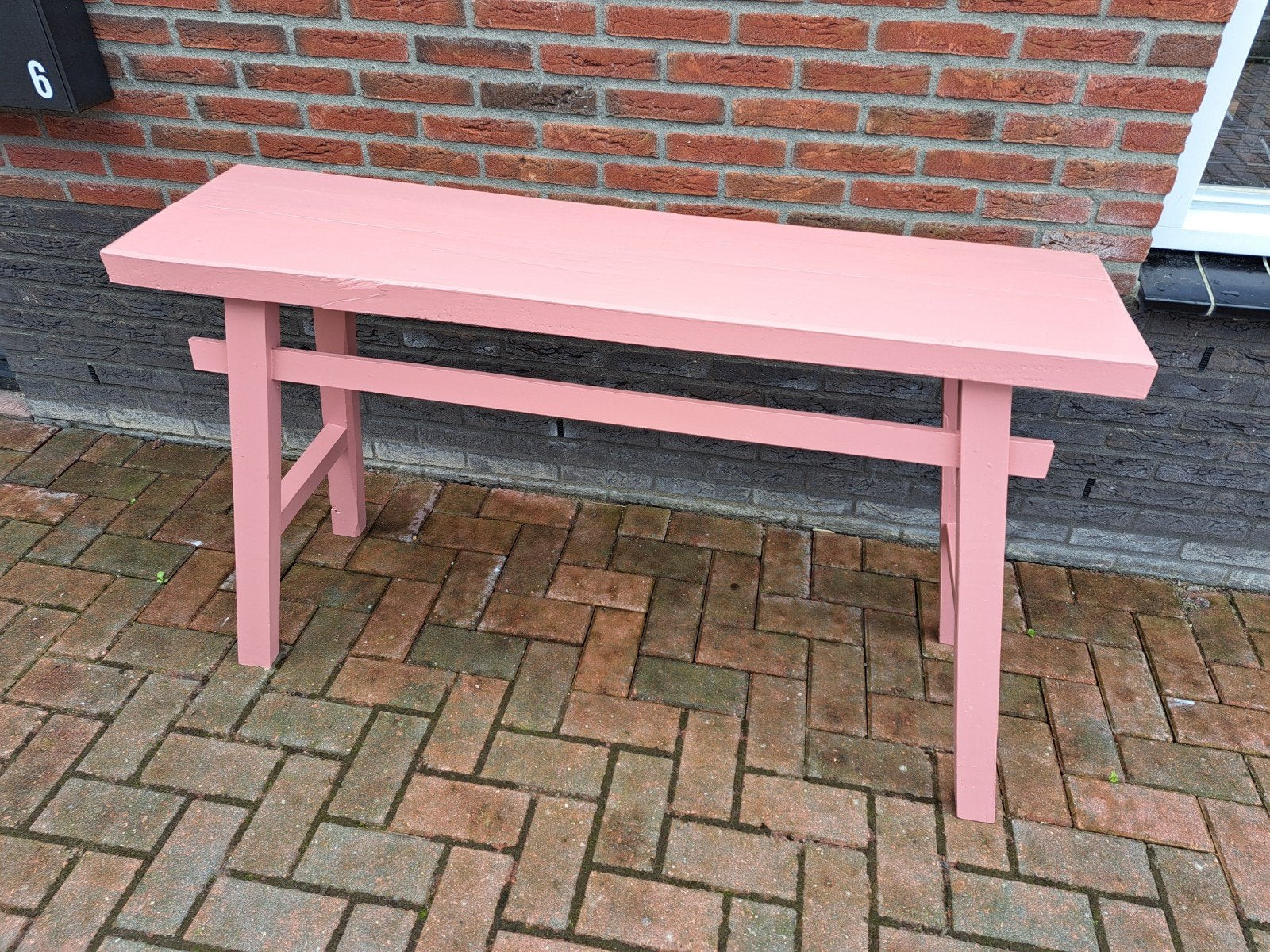 Roze sidetable / bankje, Ophalen, Gebruikt, 100 tot 150 cm, Modern