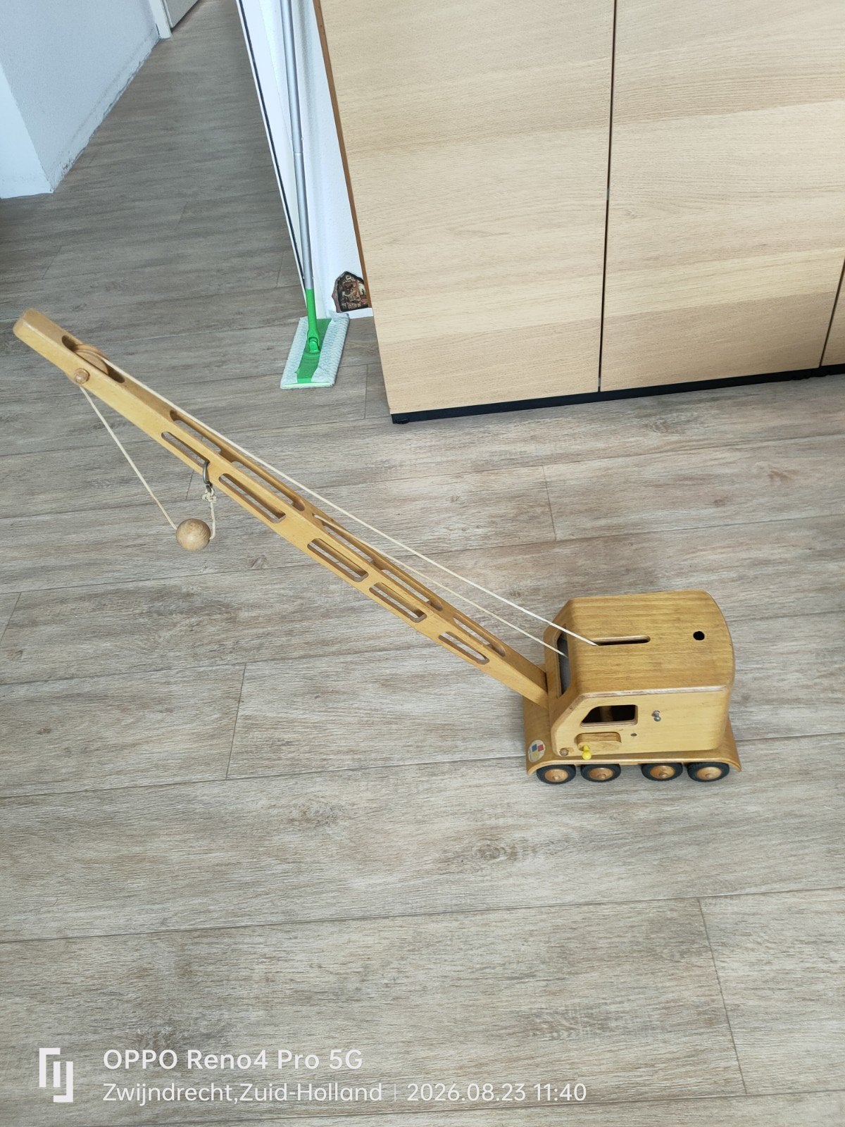 houten hijskraan, Ophalen, Gebruikt