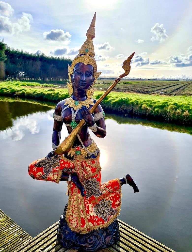 ENGEL thailand BRONS MET GITAAR 74 CM!, Ophalen of Verzenden, Nieuw, Religie