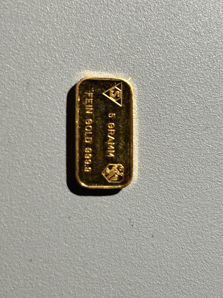 5 gram goud baartje schone schweizerischer bankverein, Postzegels en Munten, Edelmetalen en Baren, Ophalen of Verzenden, Goud
