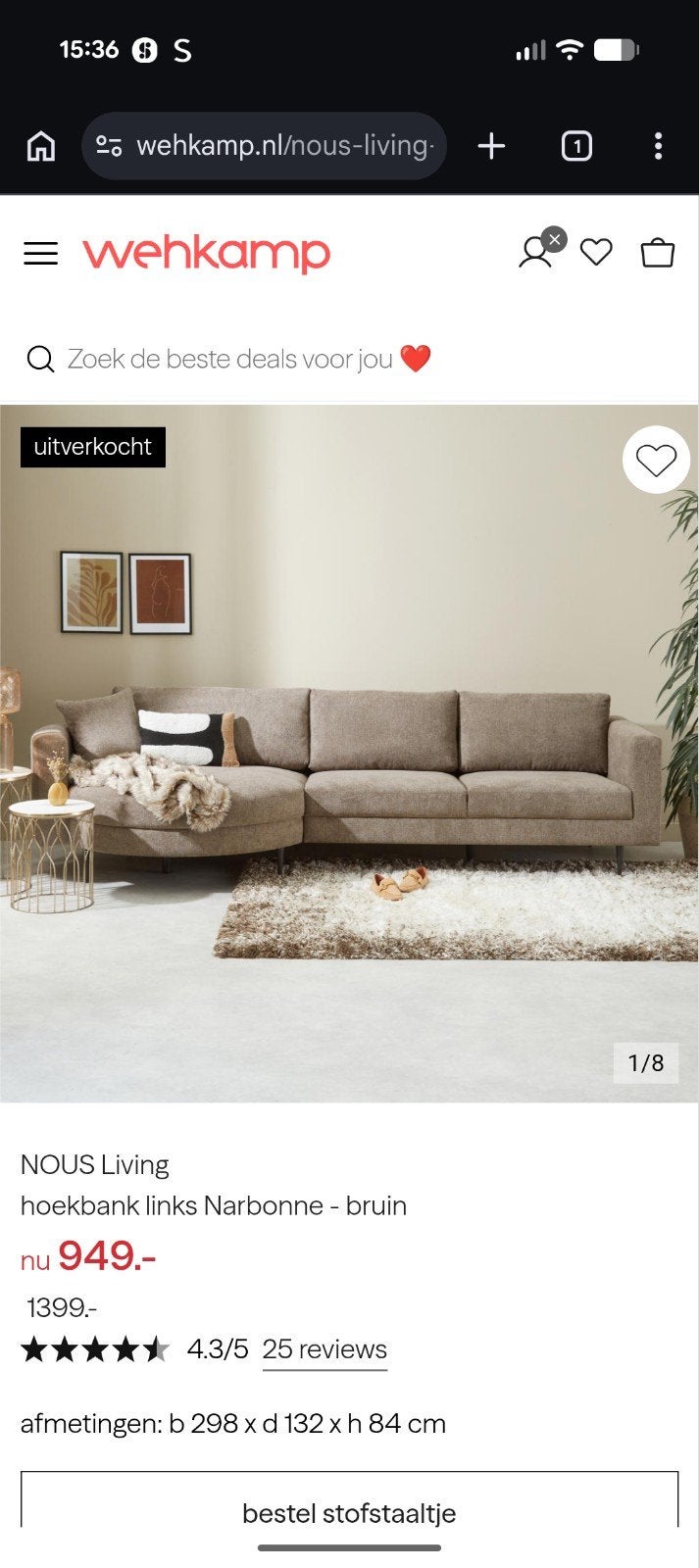 Foto 15 van Nous Living 'Narbonne' Hoekbank / Bruin - Gratis Bezorging