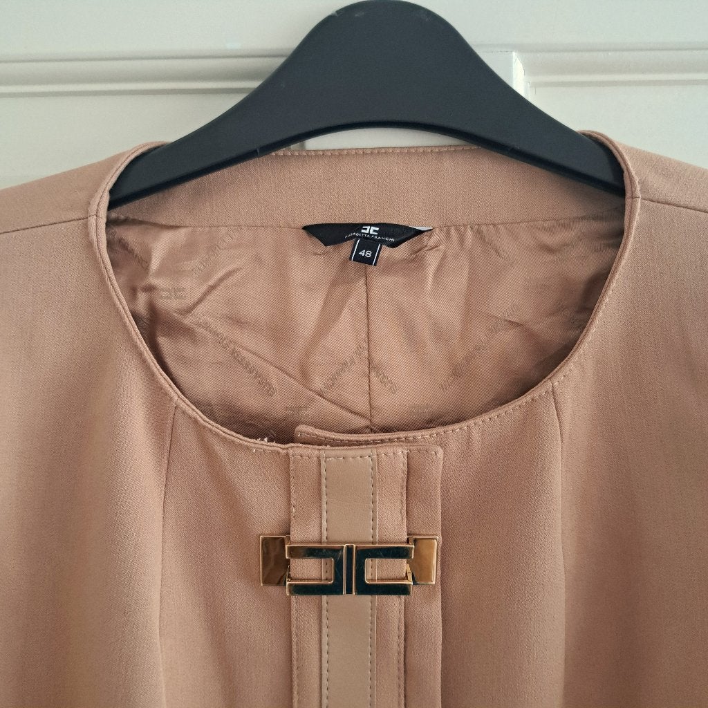 Elisabetta Franchi blazer chic model met gesp maat M, Maat 38/40 (M), Elisabetta Franchi, ., Beige