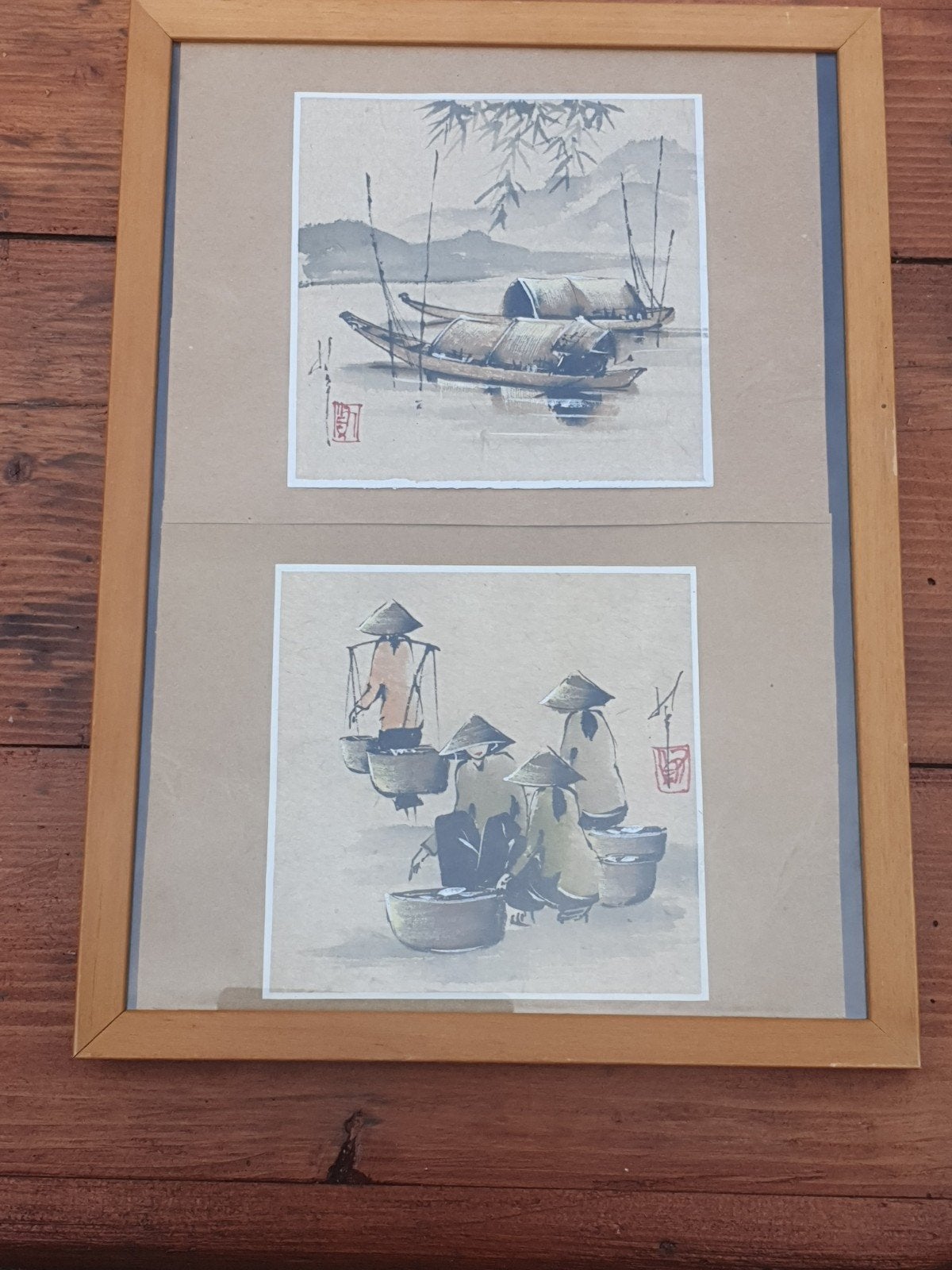 Vietnamees Tweeluik (Diptiek) – Inkt & Aquarel op papier, Ophalen