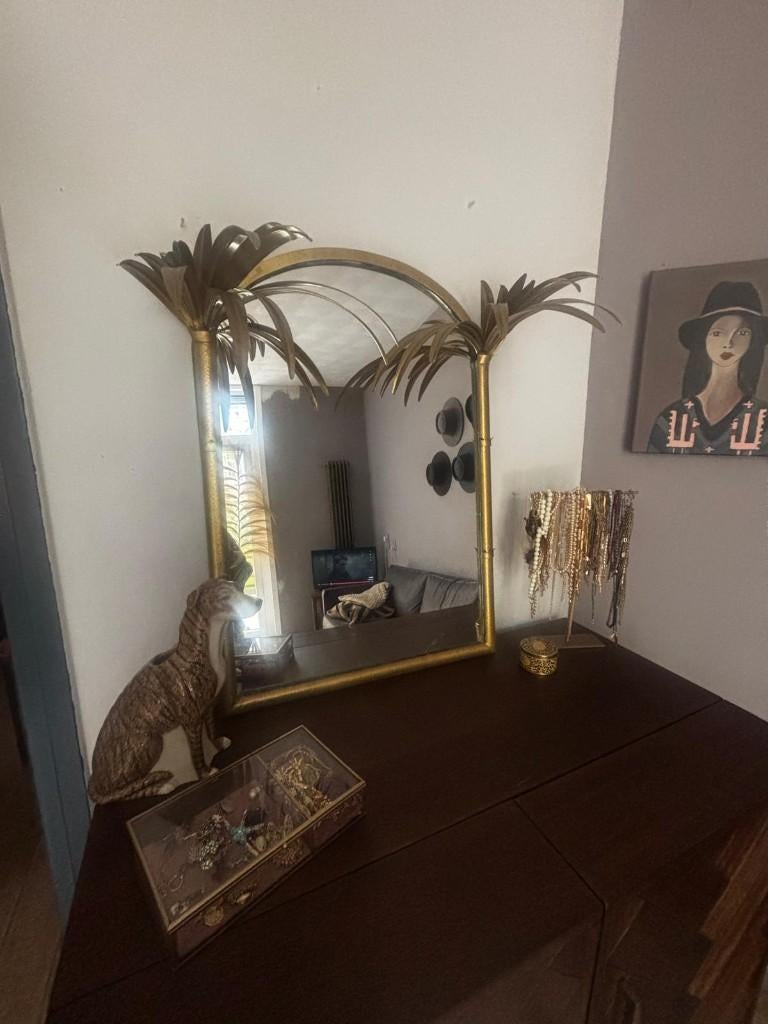 Goudkleurige Palm spiegel Anna Nina, Huis en Inrichting, Minder dan 50 cm, Ophalen of Verzenden, Zo goed als nieuw, Minder dan 100 cm