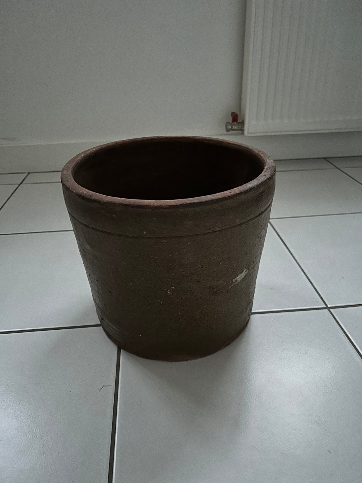 Groene Bloempot  aardewerk, Rond, Zo goed als nieuw, Minder dan 40 cm, Balkon
