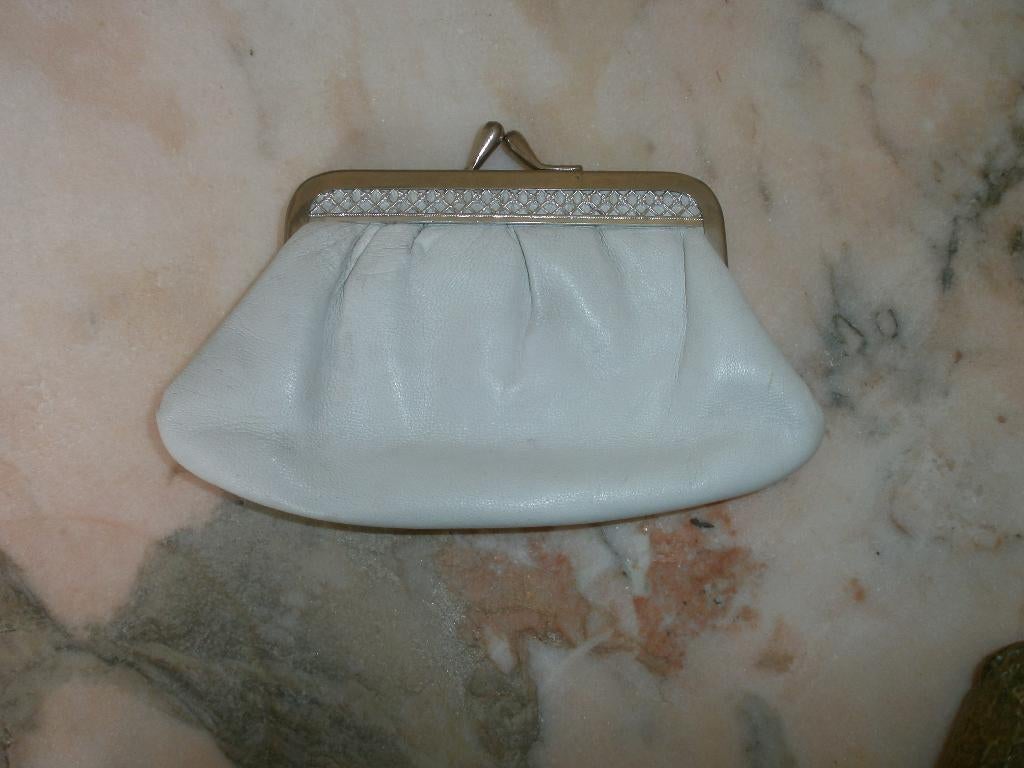 Oude witte leren portemonnee, Ophalen of Verzenden, Wit, Leer