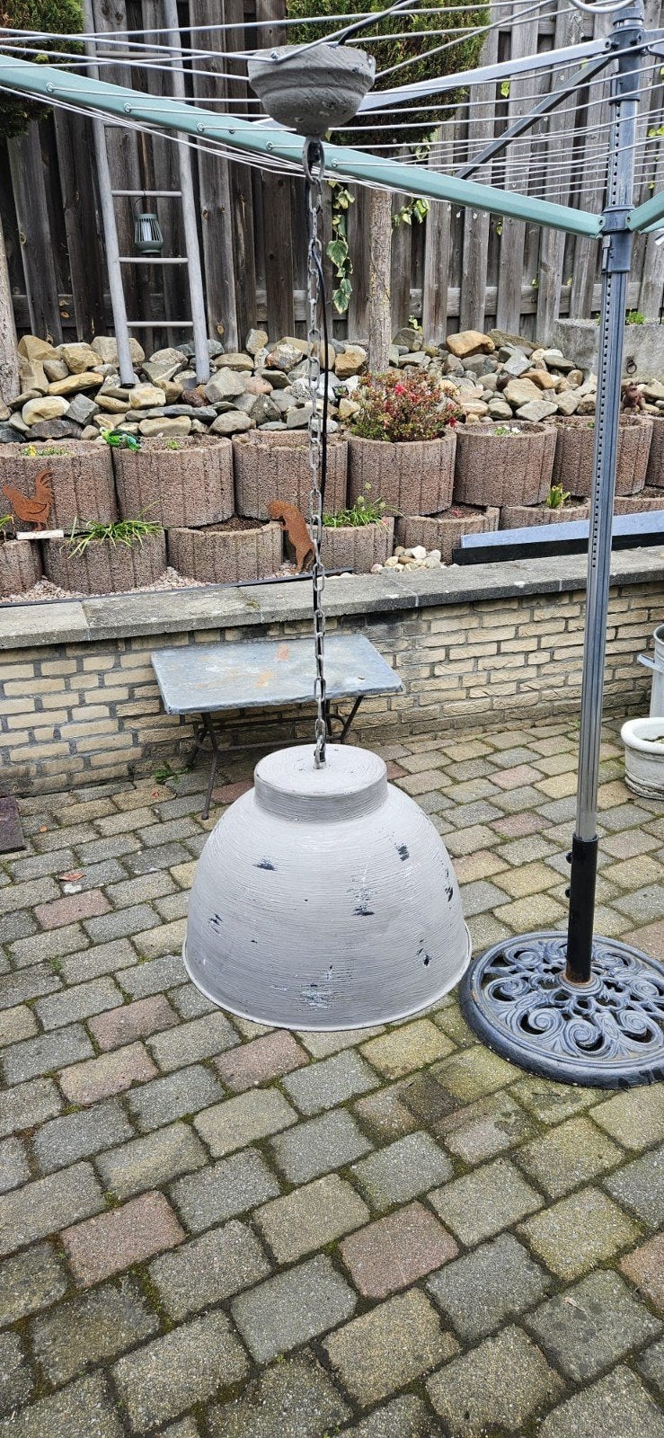 Industriële hanglamp grijs - QAZQA 90935, Gebruikt, E27 (groot), Ophalen of Verzenden, Industrieel, Vintage