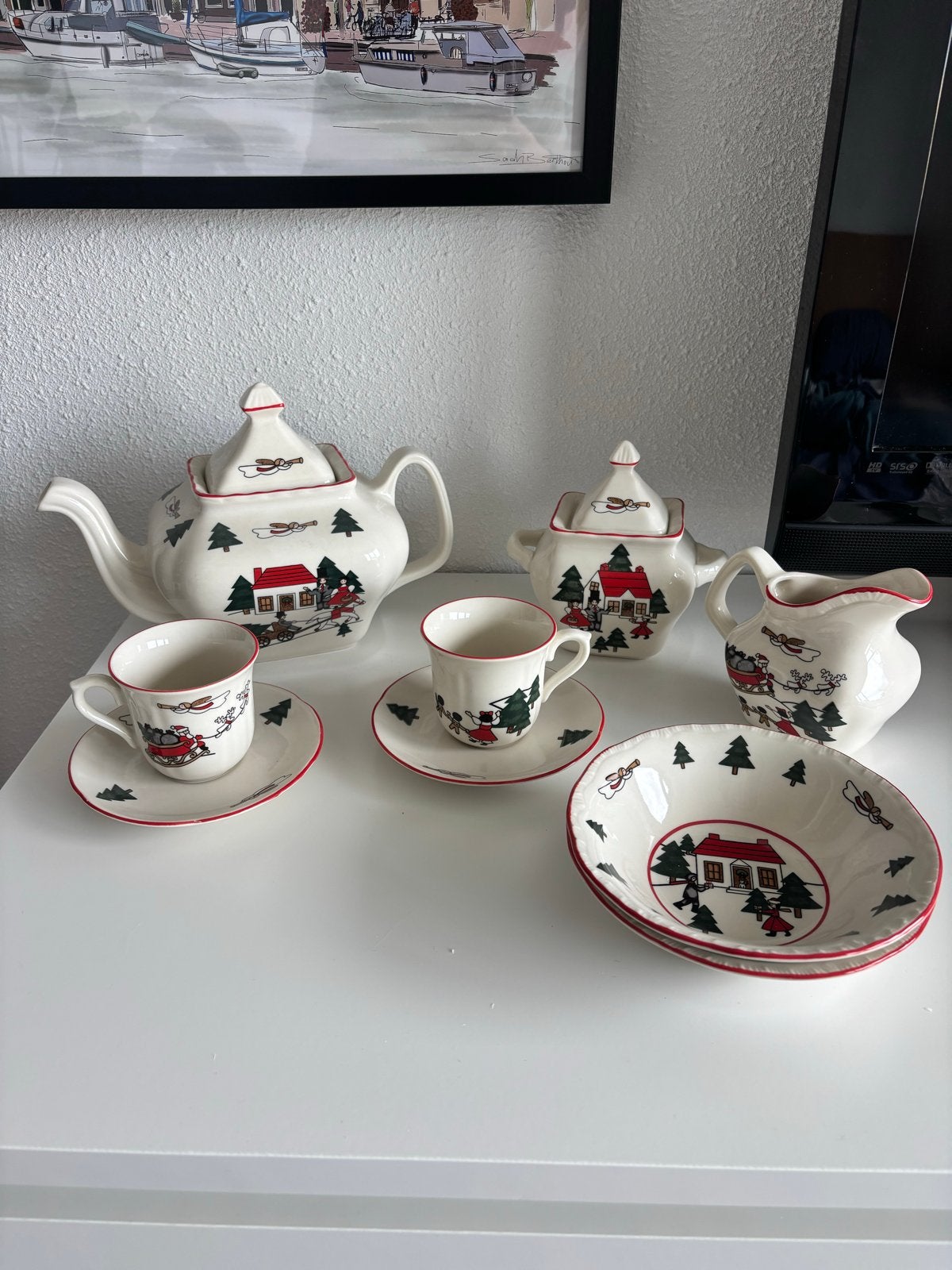 Mason's Christmas Village Servies - Theepot, Suikerpot, Melk, Ophalen, Overige merken, Keramiek, Vintage