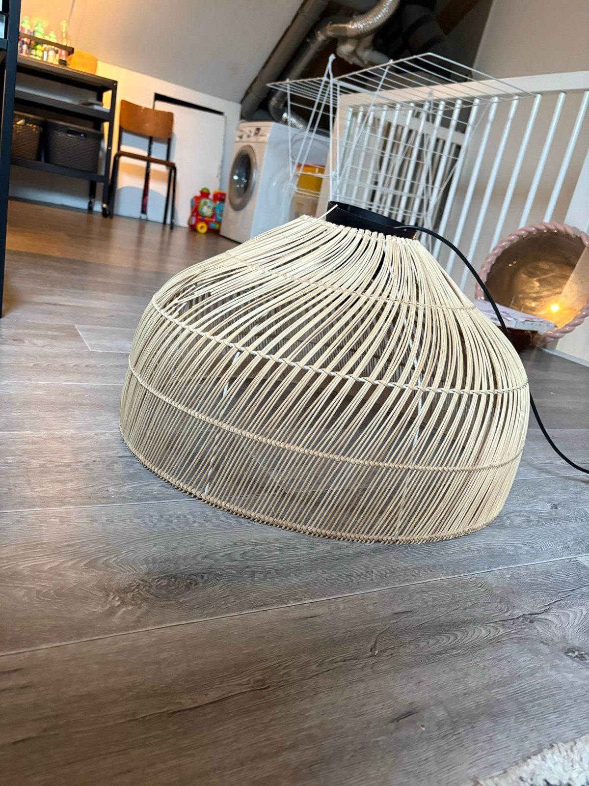 Rotan hanglamp met lichte beschadiging, Ophalen, Gebruikt, Natuurlijk materiaal