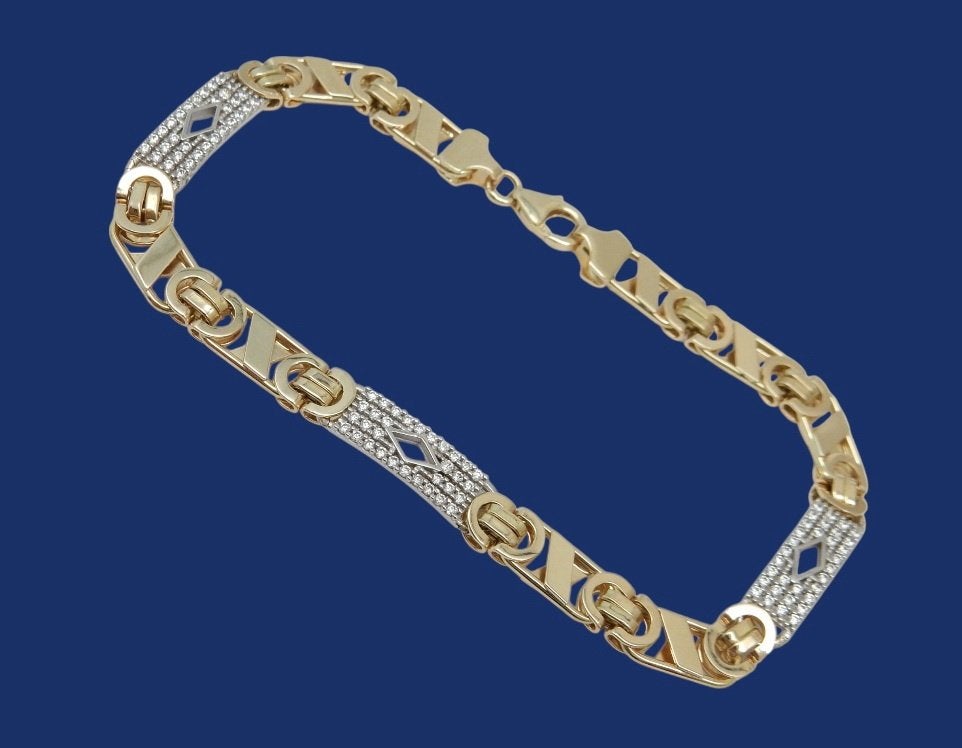 14 karaat Gouden Koningsschakel Armband Koningsarmband 21.5, Jw, Nieuw, Ophalen of Verzenden, Met edelsteen