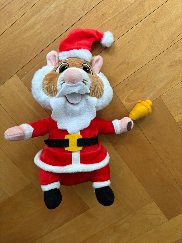 Albert heijn kerst hamster knuffel - kerstman pak met bel!, Hamster, Ophalen of Verzenden, Zo goed als nieuw, Wasbaar