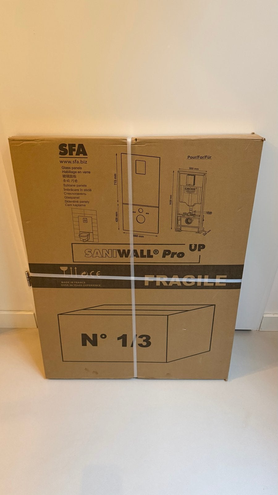 SFA Saniwall Pro UP glaspanelen - Nieuw in doos, Ophalen, Nieuw, Glas, Toilet