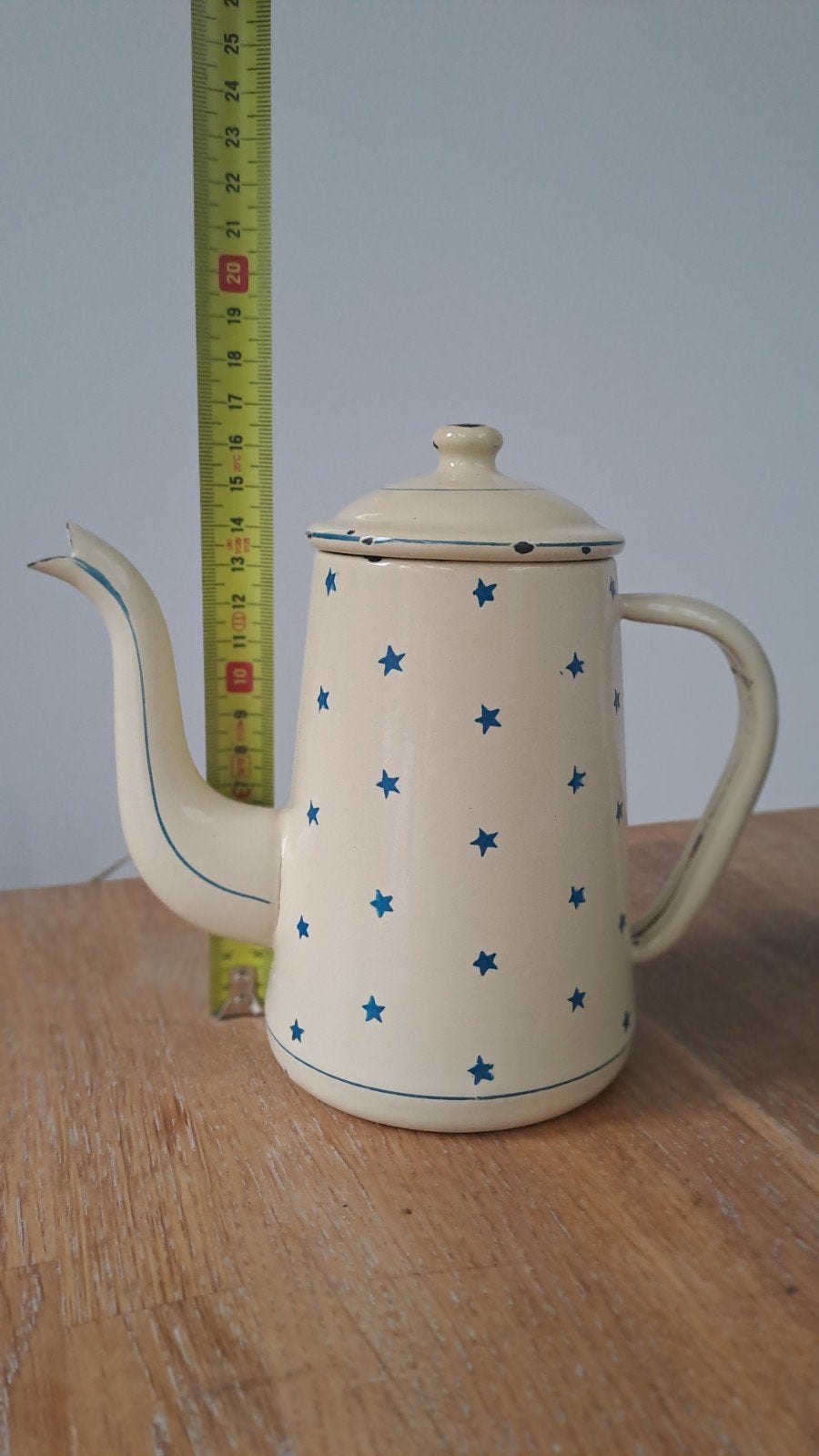Vintage emaille koffiekan met sterrenpatroon, Ophalen of Verzenden