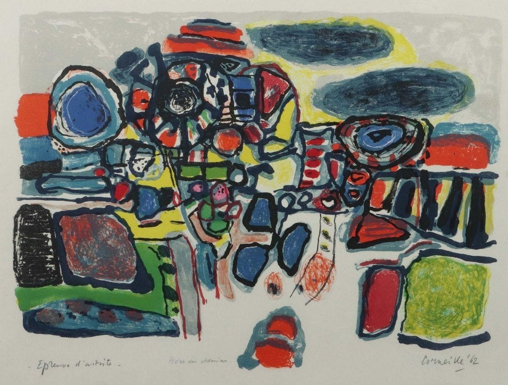 Corneille Beverloo(1922)Lithografie"Hors des Chemins"Ges Gen, Ophalen of Verzenden