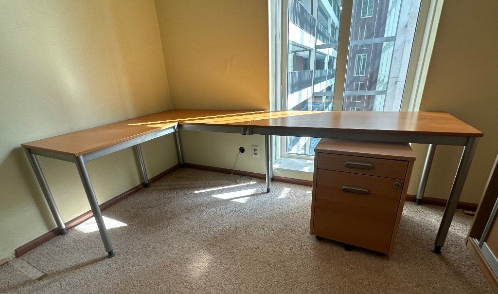 Buro Ikea L-vom met rolblok, Ophalen, Demontabel, Gebruikt, Hoekbureau