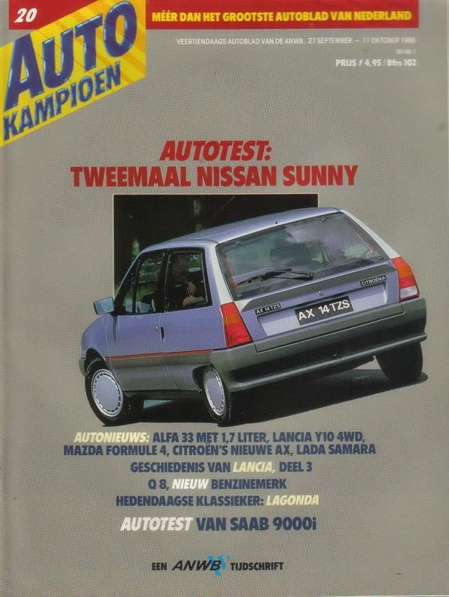 Autokampioen 20 1986 : Saab 9000i 16 - Citroen AX - Nissan, Ophalen of Verzenden, Gelezen, Algemeen