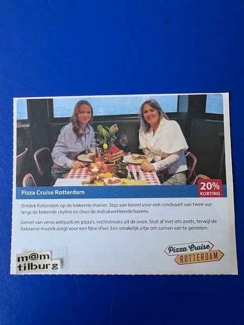Pizza Cruise Rotterdam 20% korting tot 1-7-2027, Drie personen of meer, Kortingsbon, Overige typen