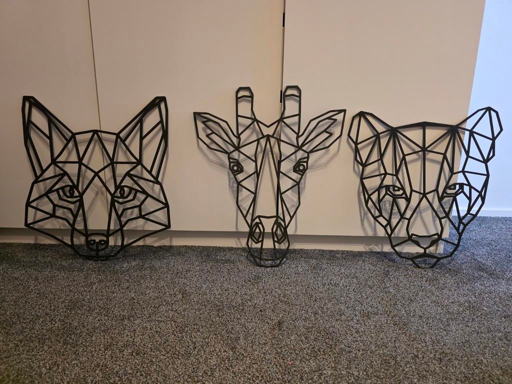 Houten (MDF) dierenkoppen, Ophalen, Zo goed als nieuw, Zwart, Hout