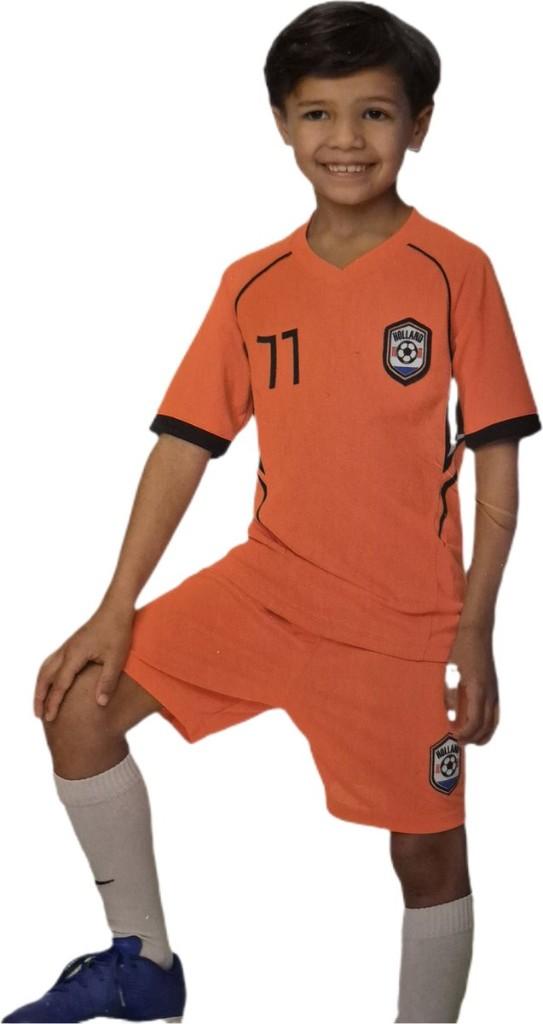 Voetbal tenue oranje t-shirt + broekje maat 110/116, Ophalen of Verzenden, Nieuw, Jongen of Meisje, Setje