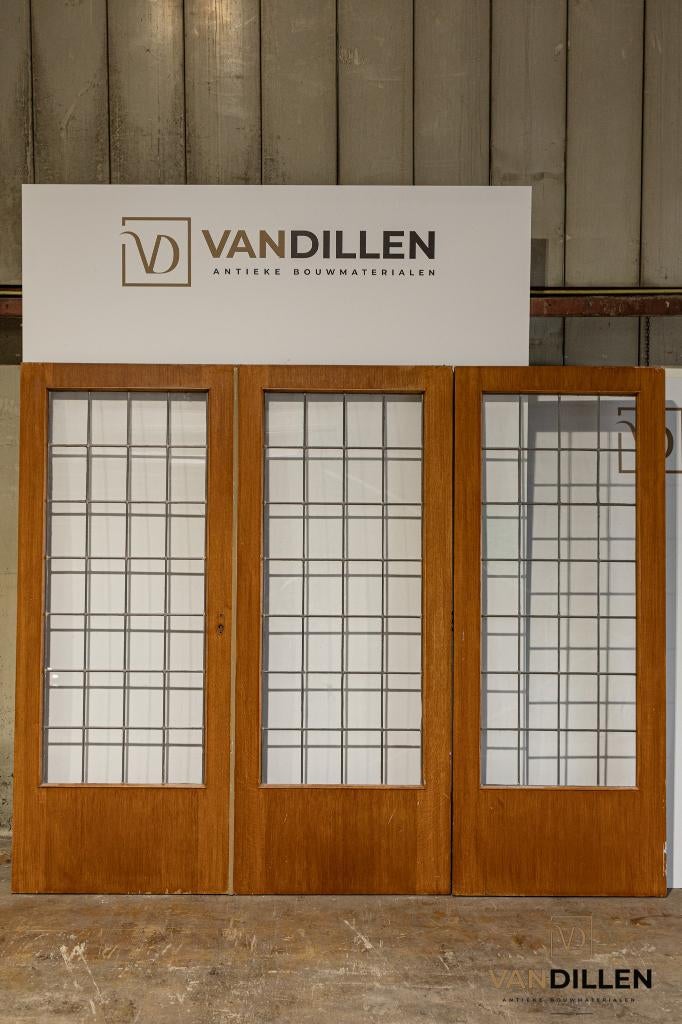 3 delige set ensuite vouwdeuren glas in lood top staat, 120 cm of meer, Binnendeur, Ophalen of Verzenden, Zo goed als nieuw