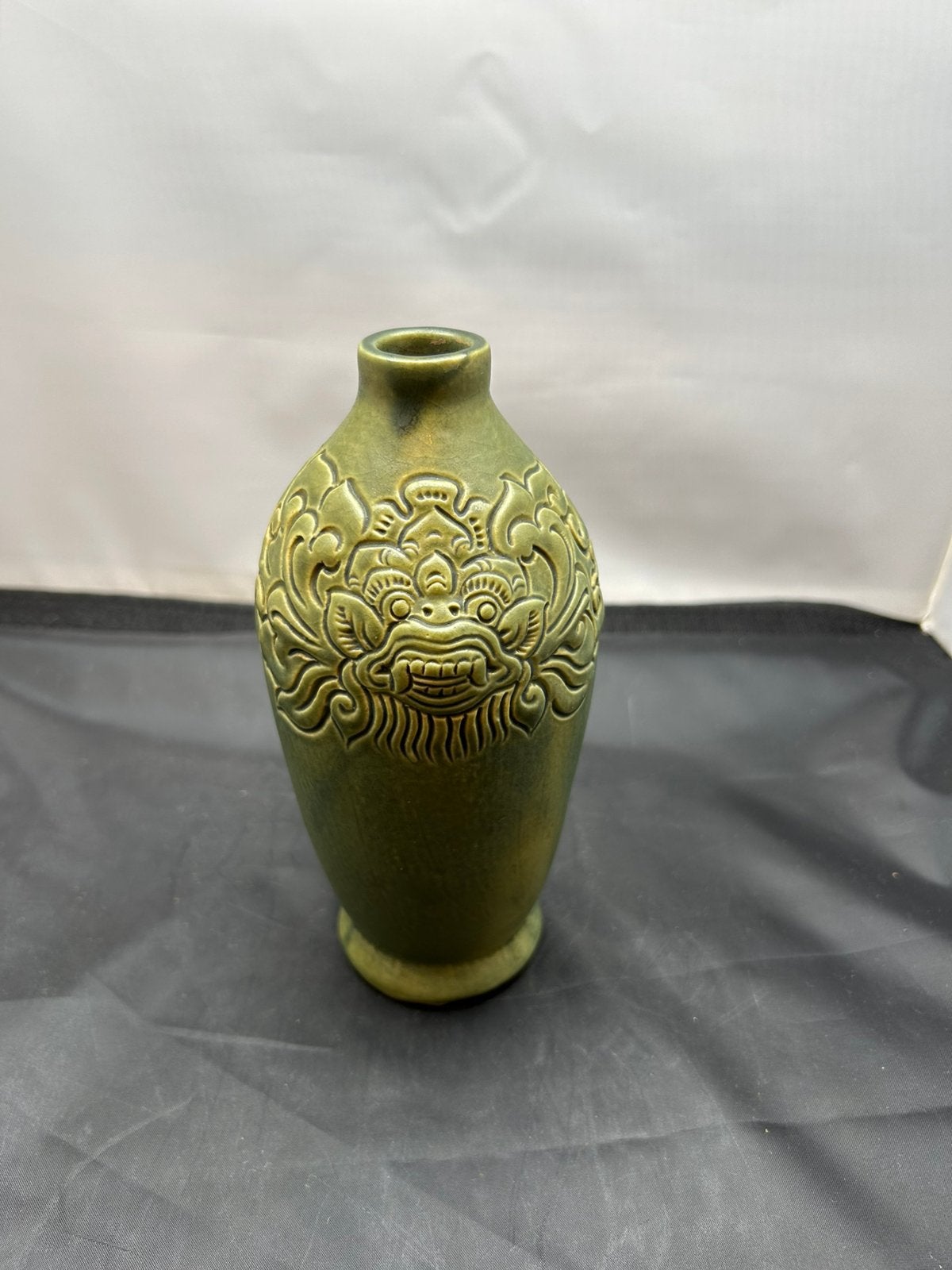 Vintage Arak Bali kruik fles groen keramiek Barong, Ophalen