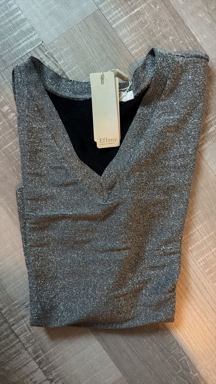 zilver glitter shirtje, Maat 42/44 (L), Nieuw, Ophalen of Verzenden, Korte mouw
