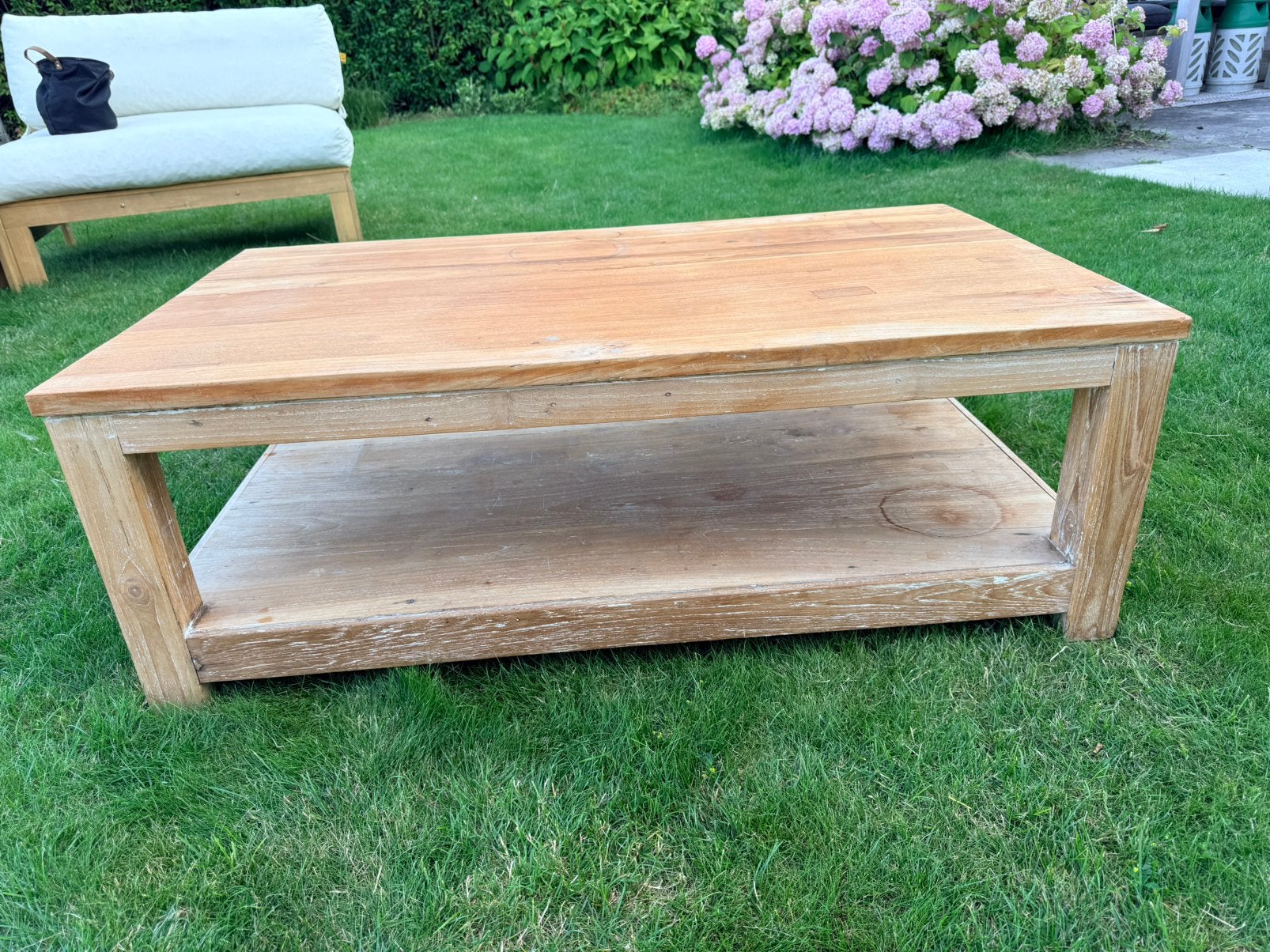 Salontafel teakhout, Huis en Inrichting, Tafels | Salontafels, Ophalen, Gebruikt, 100 tot 150 cm, Teakhout
