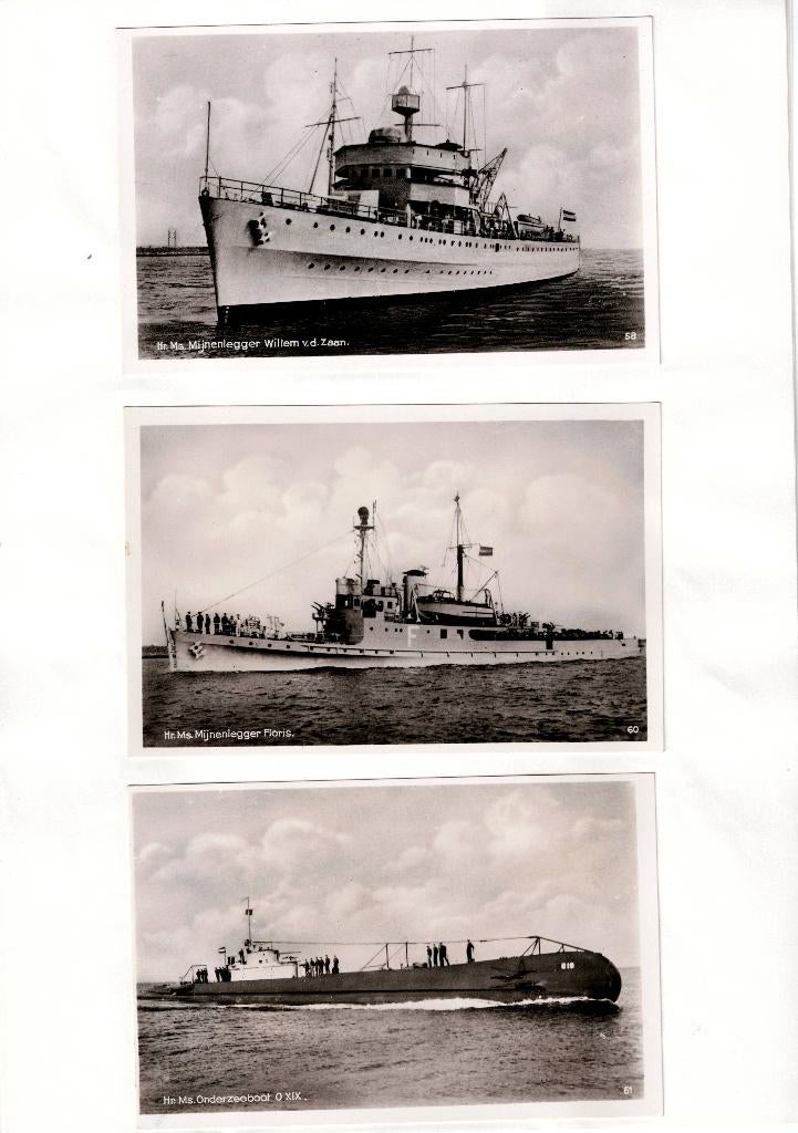 Drie ansichtkaarten van marineschepen 3, Verzenden, Marine, Nederland, Foto of Poster
