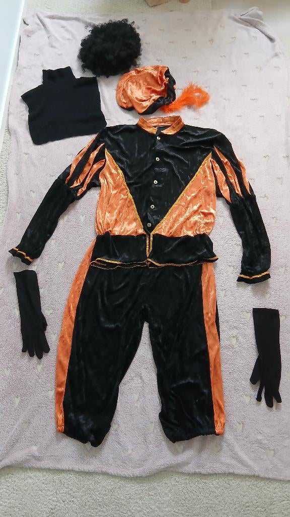 Zwart-oranje Pietenpak maat M – compleet, Ophalen of Verzenden, Gebruikt