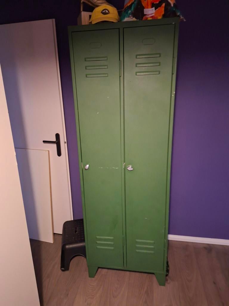 Groene metalen locker, Huis en Inrichting, Ophalen, Met deur(en), Gebruikt, 50 tot 100 cm