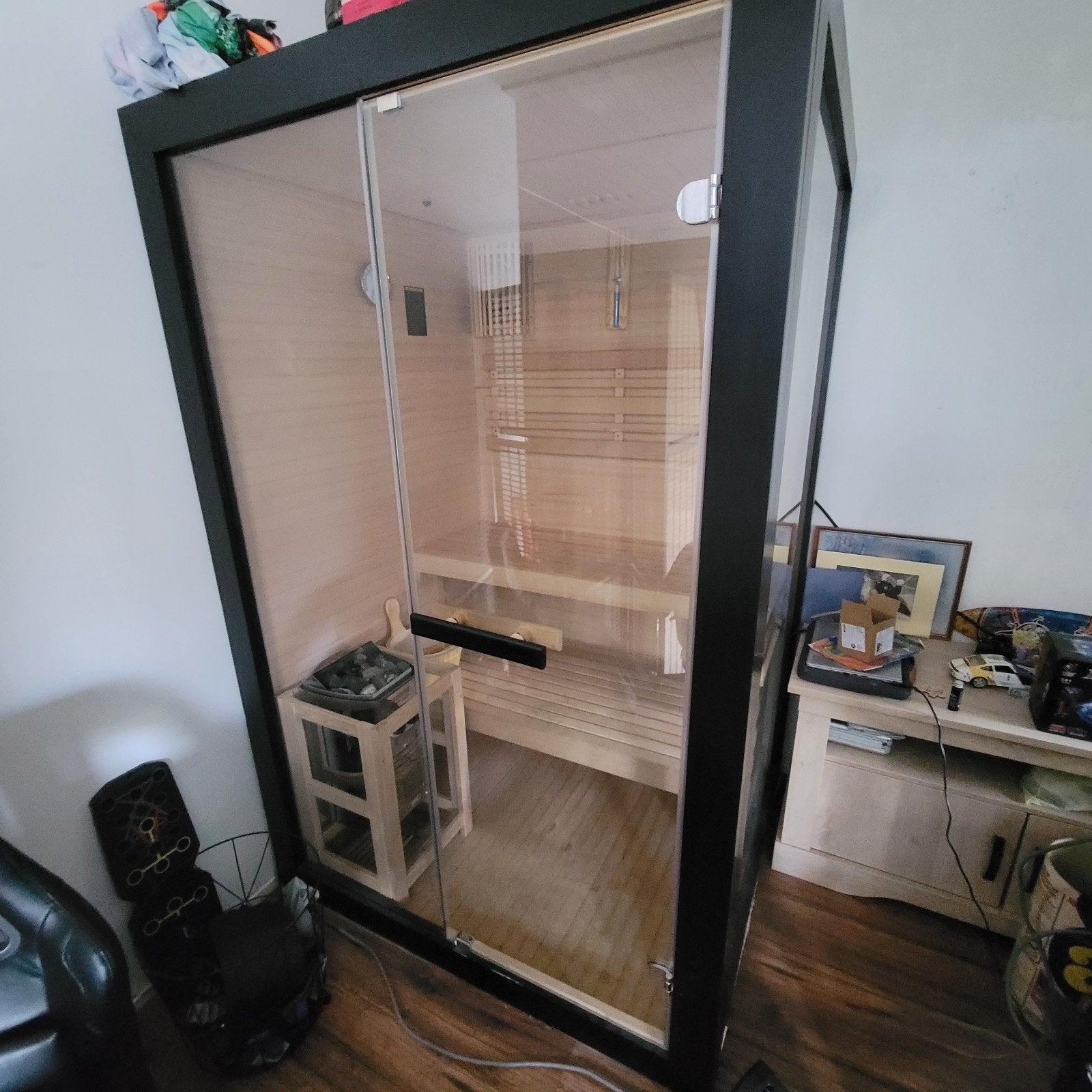 Finse Sauna voor 2 personen zie foto's en beschrijving, Sport en Fitness, Sauna, Ophalen, Zo goed als nieuw, Fins of Traditioneel