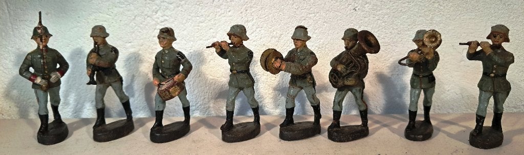 militair 8x elastolin duitse muzikanten soldaten woII 7–8 cm, Ophalen of Verzenden