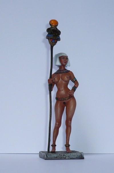 Tinnen figuur van naakte Egyptische priesteres, Ophalen of Verzenden, Zo goed als nieuw