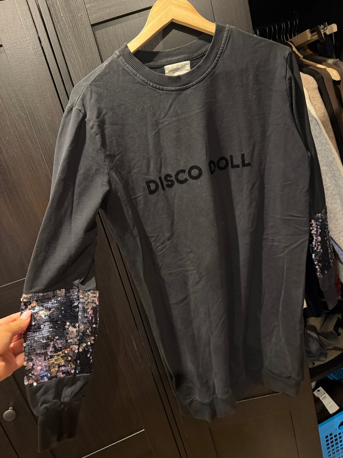 Wanderlust Amsterdam 'Disco Doll' sweater met pailletten, Ophalen of Verzenden, Zo goed als nieuw, Maat 36 (S), Zwart