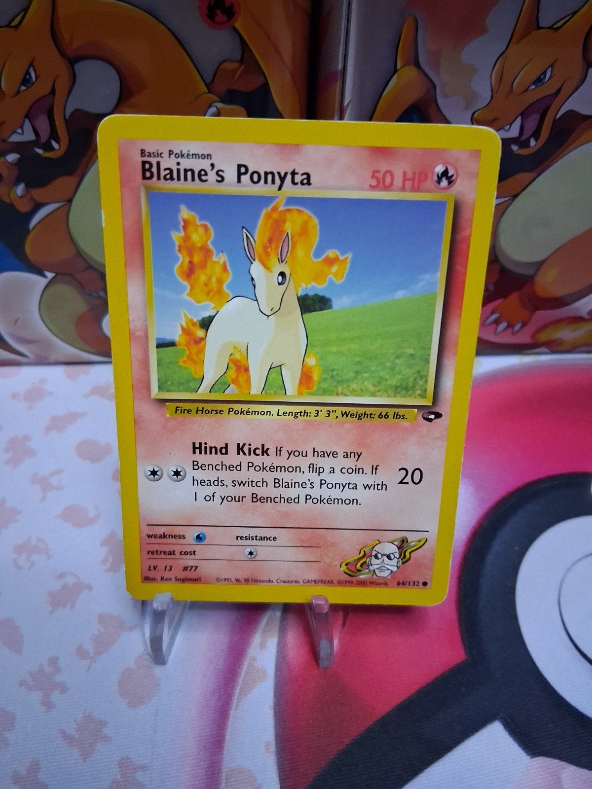 Blaine's Ponyta Pokémon Kaart - Gym Challenge Set, Ophalen of Verzenden, Zo goed als nieuw, Losse kaart
