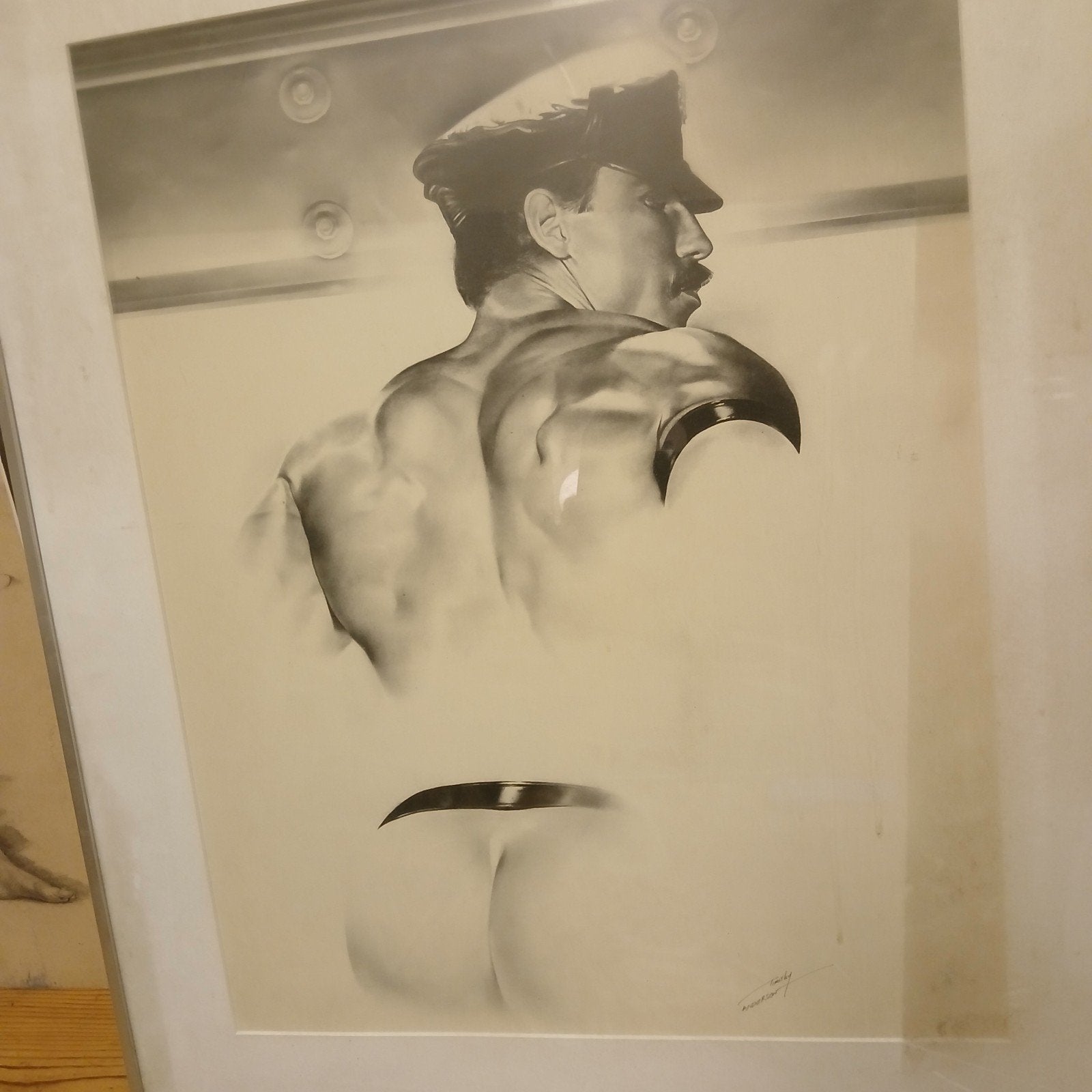 Timothy Anderson - Lederen man, Antiek en Kunst, Ophalen of Verzenden, Tekening, Potloodtekening, Ingelijst